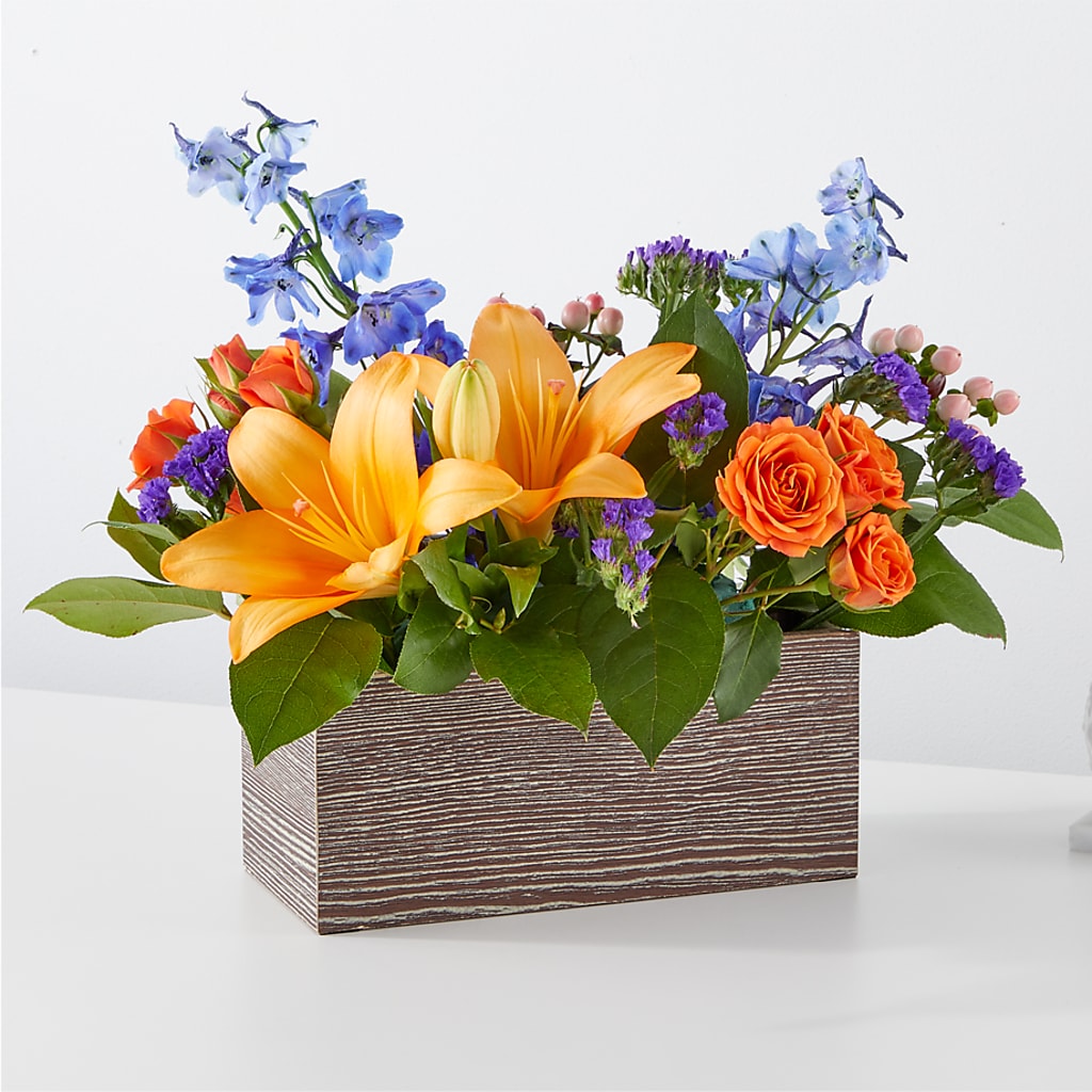 Radiant Citrus Box Bouquet – True Blooms, Winters CA