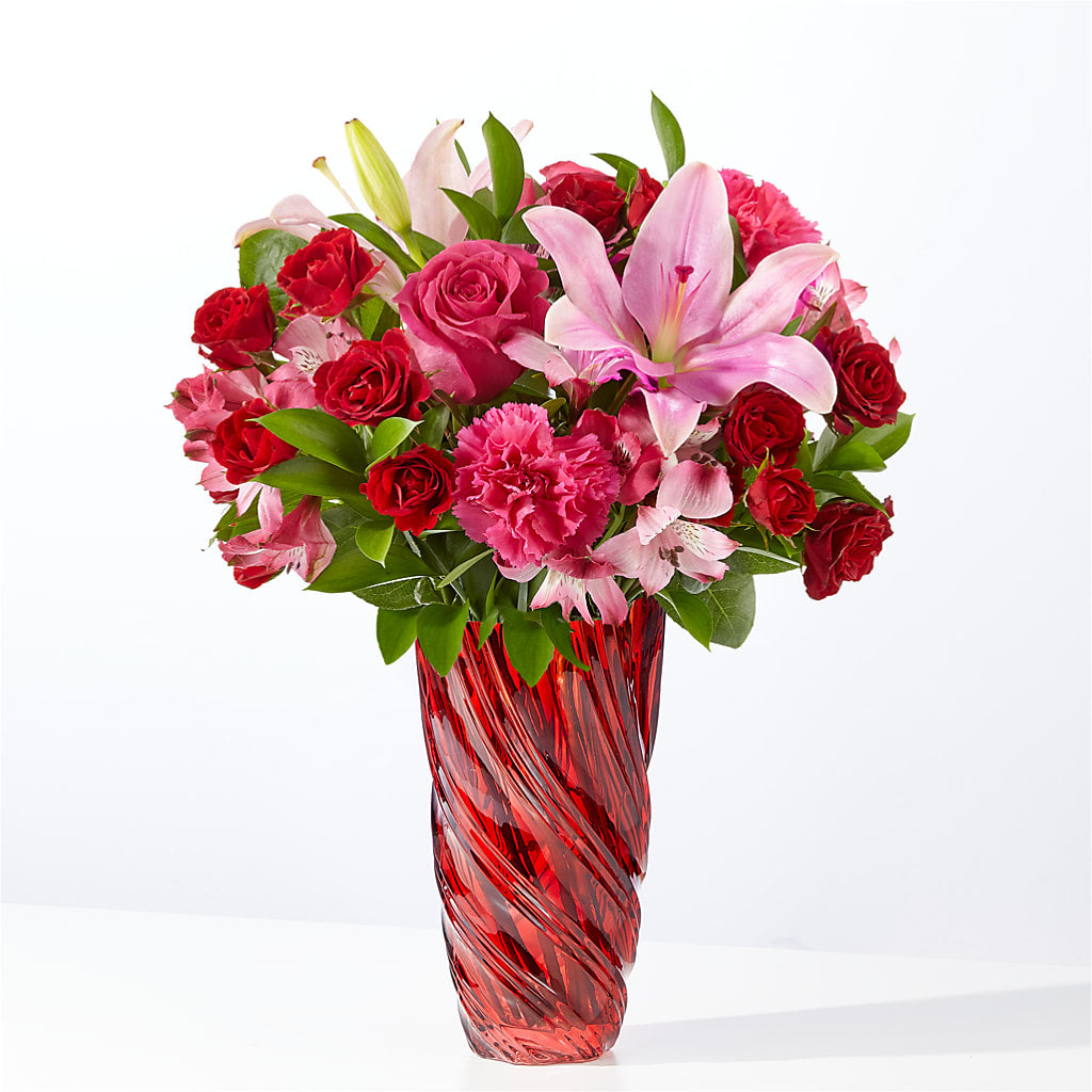 In Love Bouquet with Luxe Swirl Vase – True Blooms, Winters CA