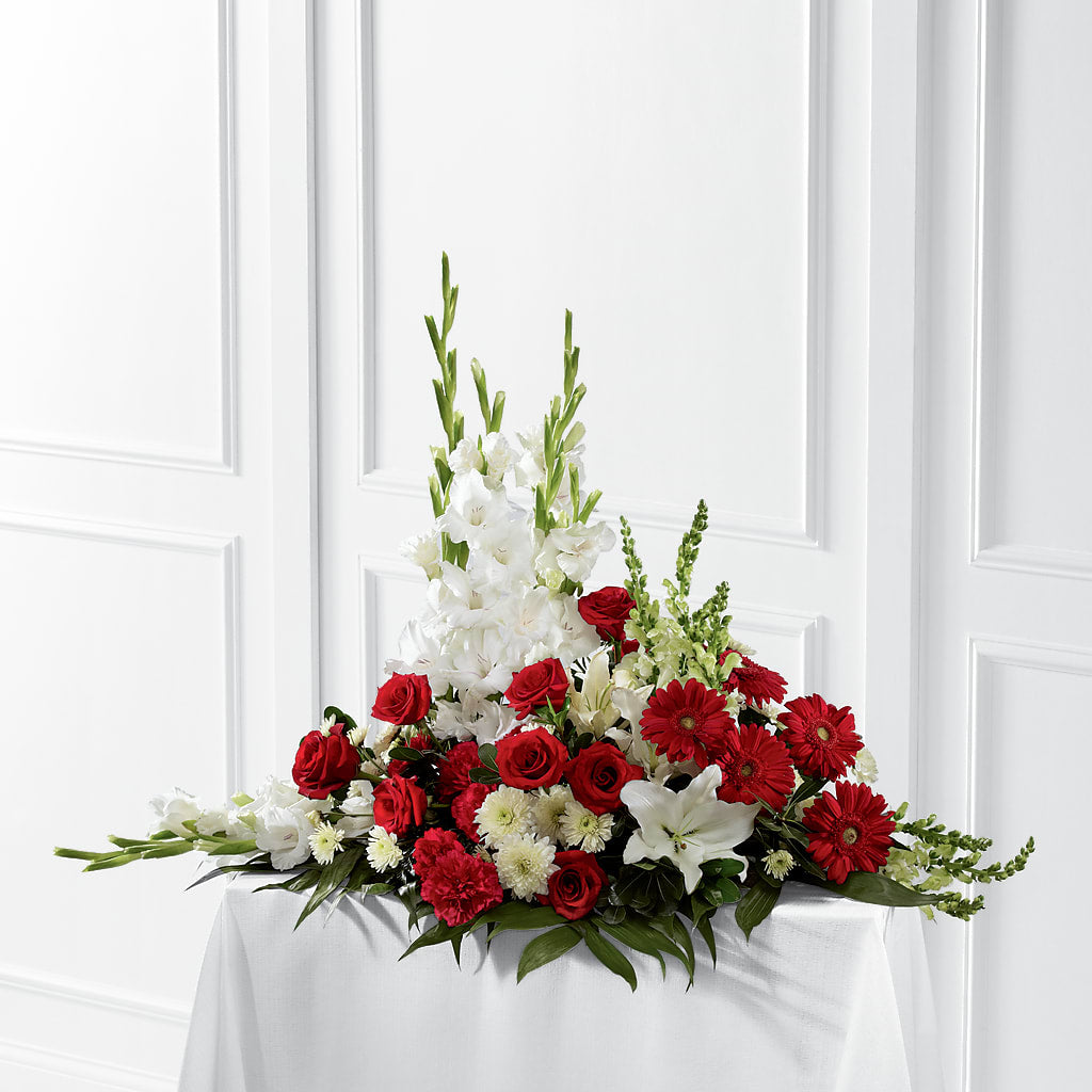 Crimson & White Arrangement – True Blooms, Winters CA