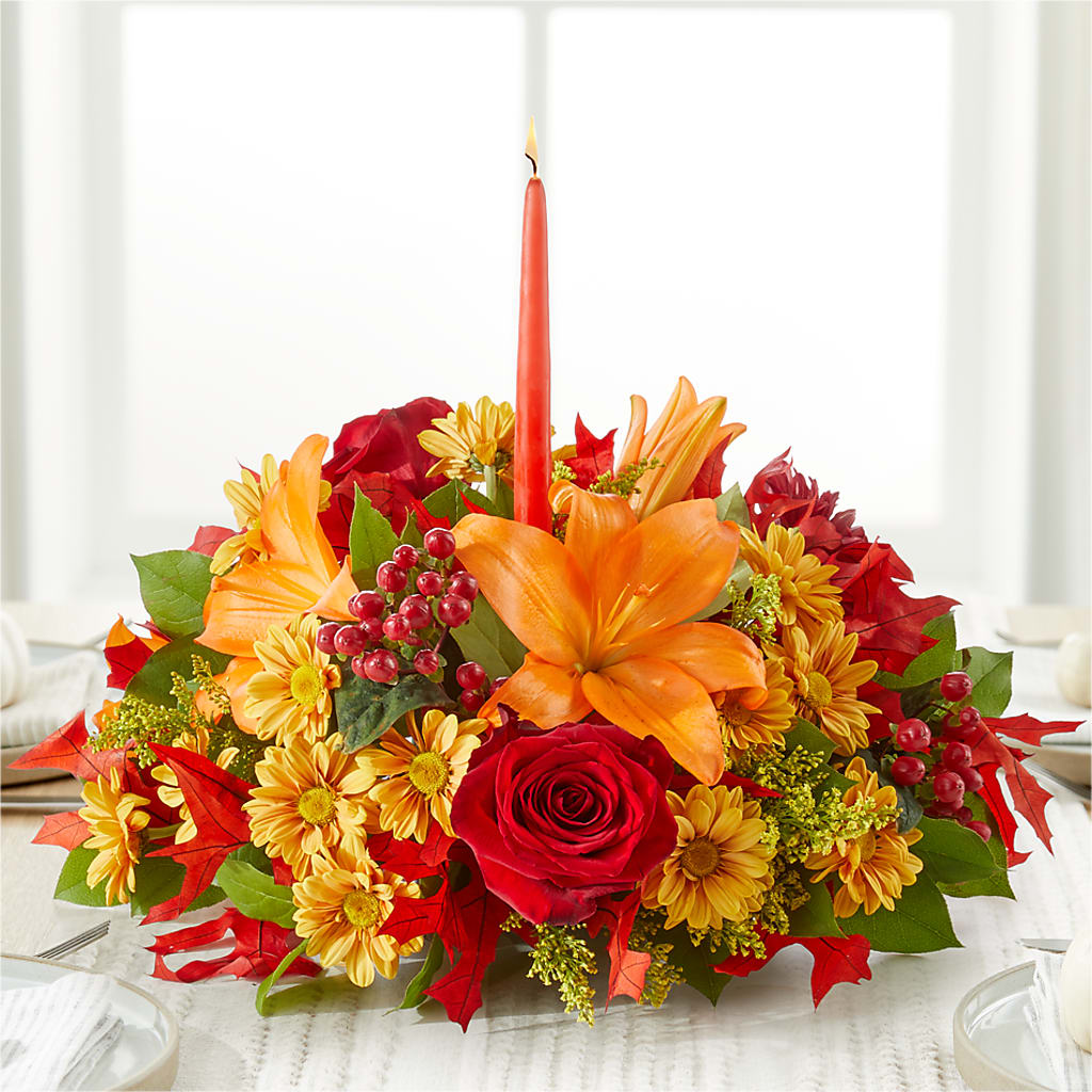 Autumn's Embrace Centerpiece – True Blooms, Winters CA
