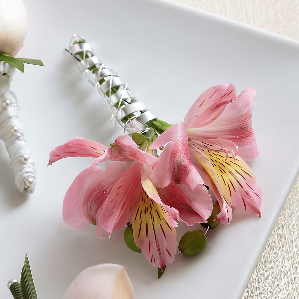 Pink Peruvian Lily Boutonniere – True Blooms, Winters CA