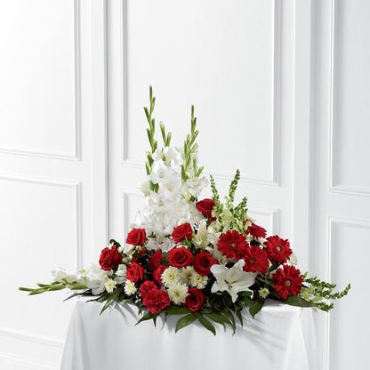 Crimson & White Arrangement –  True Blooms, Winters CA