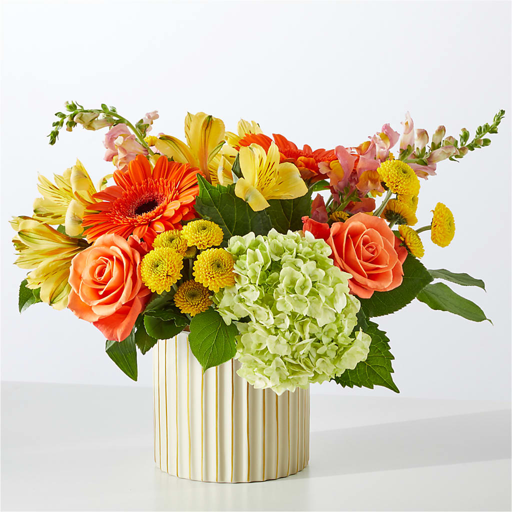 Autumn Sunshine Bouquet with Ivory Vase –  True Blooms, Winters CA