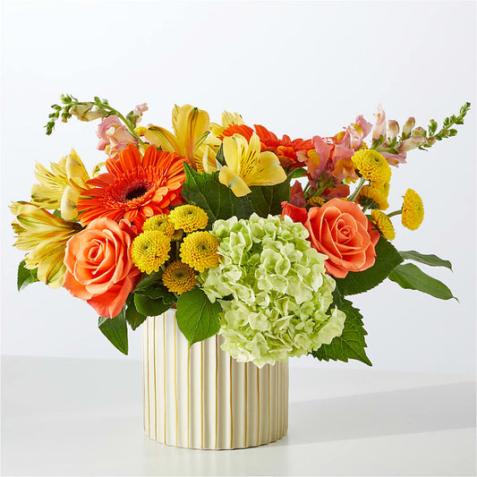 Autumn Sunshine Bouquet with Ivory Vase –  True Blooms, Winters CA