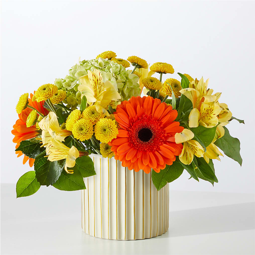 Autumn Sunshine Bouquet with Ivory Vase –  True Blooms, Winters CA
