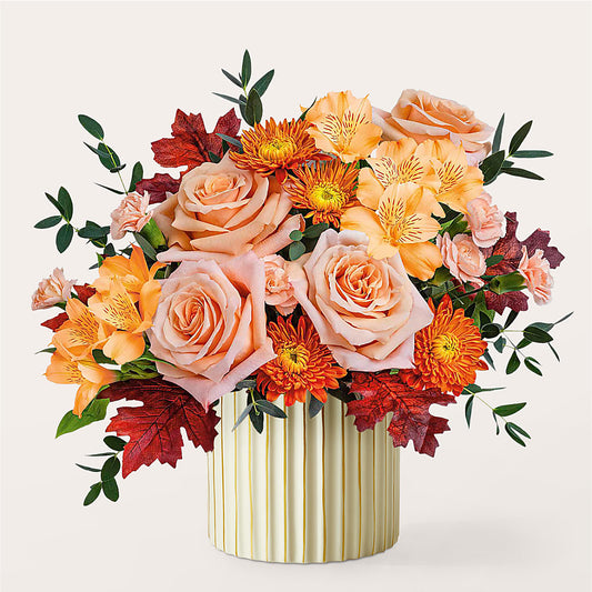 Spiced Latte Bouquet with Ivory Vase –  True Blooms, Winters CA
