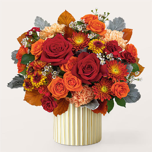Merlot Bouquet with Ivory Vase –  True Blooms, Winters CA