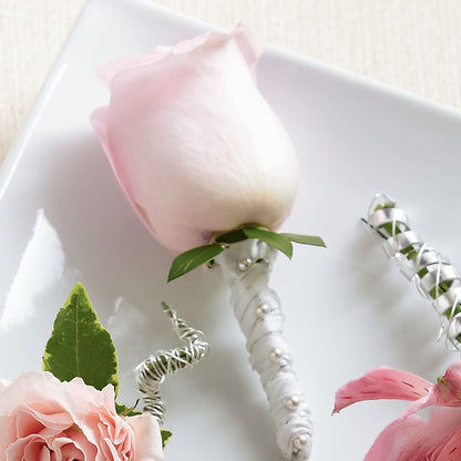 Pink Rose Boutonniere –  True Blooms, Winters CA