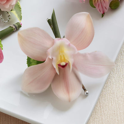 Pink Cymbidium Boutonniere –  True Blooms, Winters CA