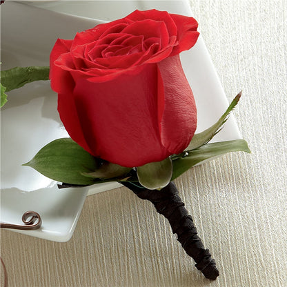 Red Rose Boutonniere –  True Blooms, Winters CA