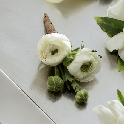 White Ranunculus Boutonniere –  True Blooms, Winters CA